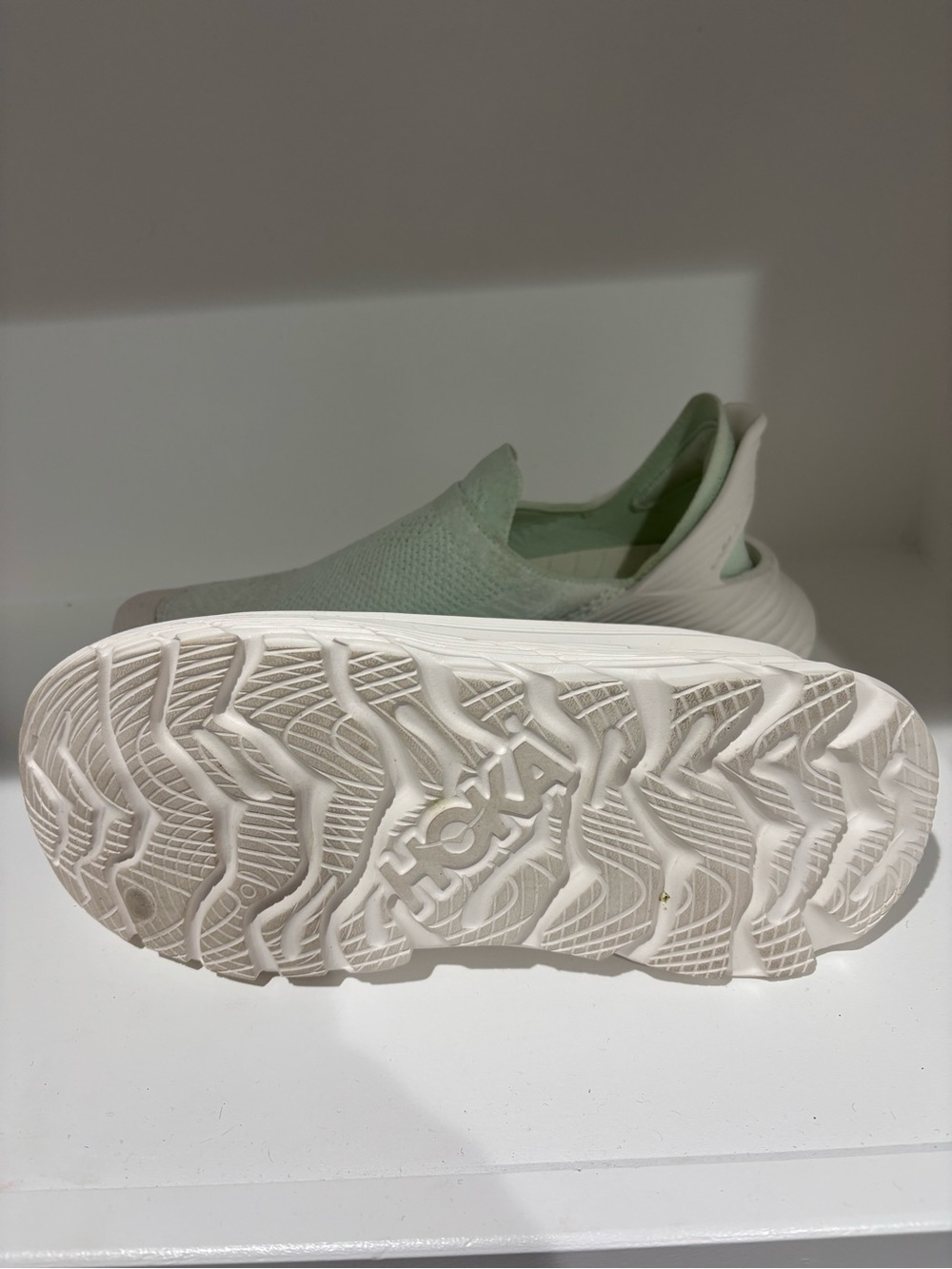 Hoka Slip-On Athletic Shoes in Mint and White with Teal Logo - Picture 5 of 6